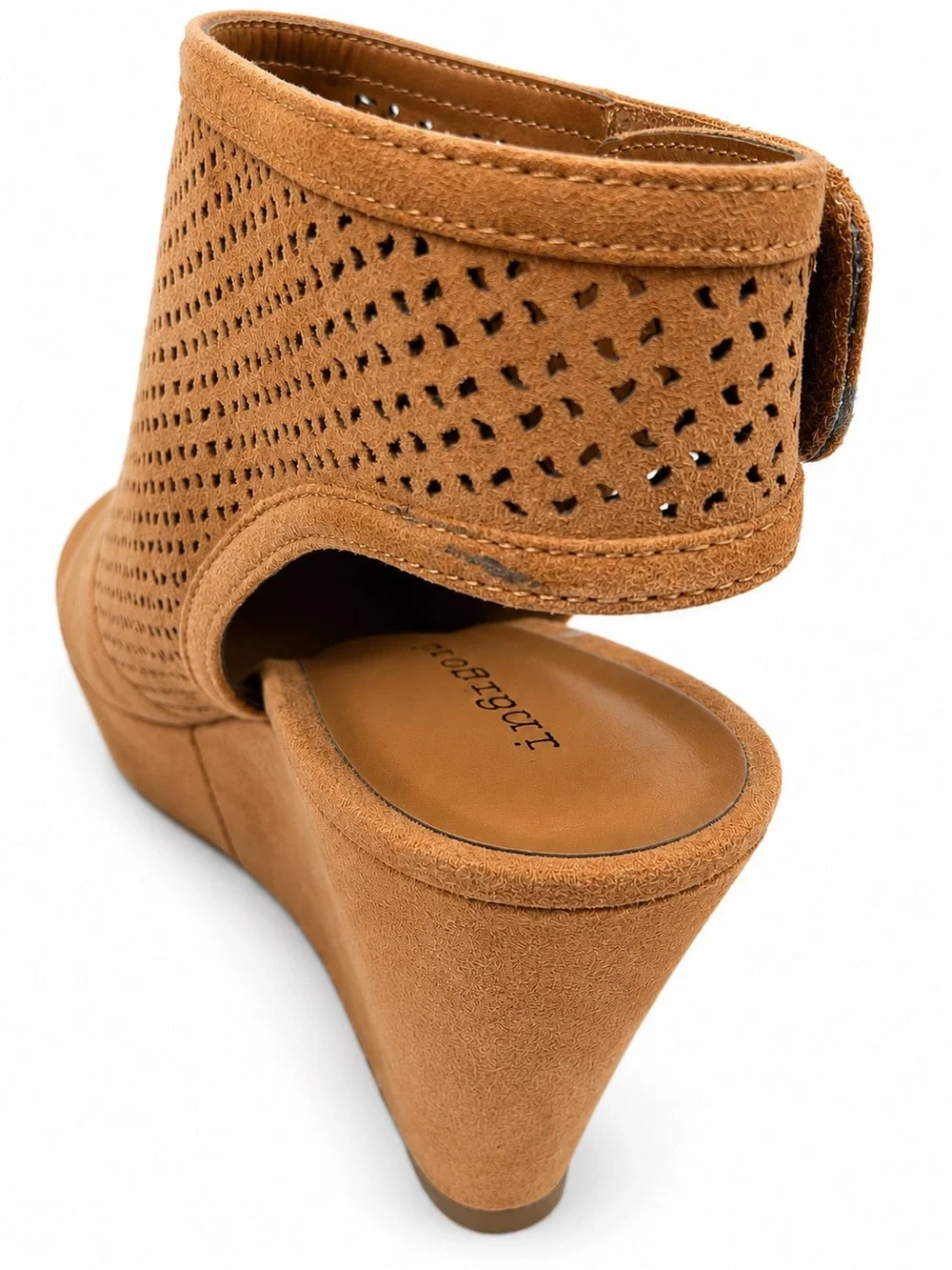Indigo Perforated Open Toe Wedge Sandal